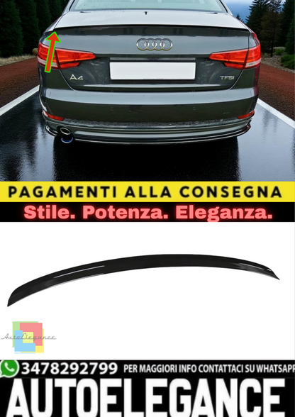 ✨Spoiler Posteriore / Prolunga Tappo in ABS Nero Lucido per Audi A4 B9 S-Line ✨