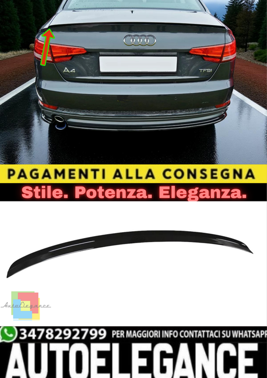 ✨Spoiler Posteriore / Prolunga Tappo in ABS Nero Lucido per Audi A4 B9 S-Line ✨