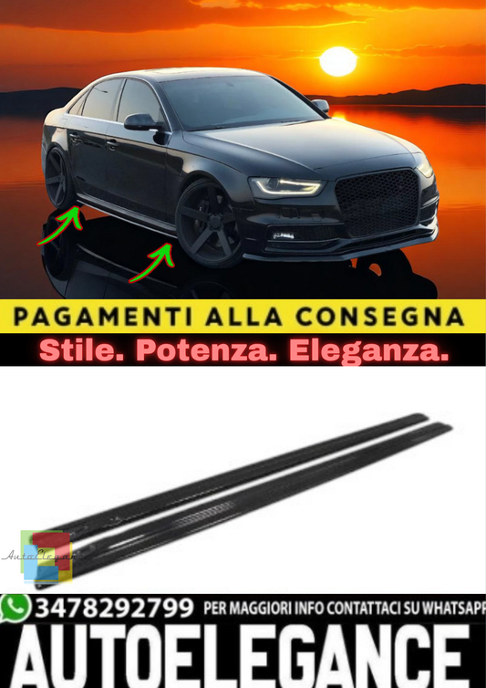🔥  SOTTO Minigonne in ABS Nero Lucido per Audi S4 B8 Facelift (2012–2015) 🔥