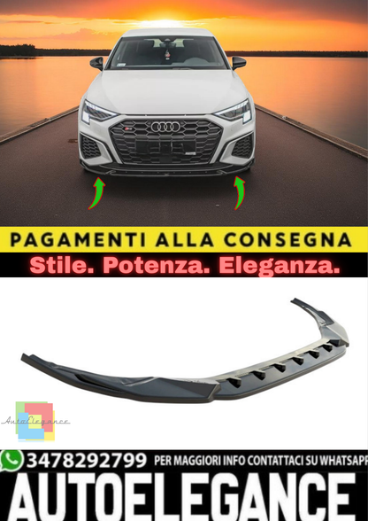 🔥Splitter Anteriore V3 in ABS Nero Lucido per Audi S3 / A3 S-Line 8Y  🔥