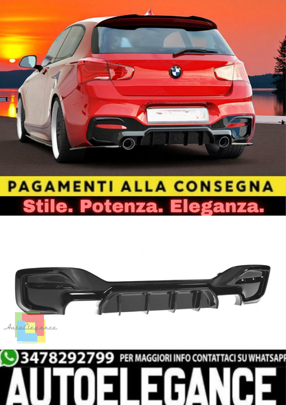 🔥Diffusore Posteriore Nero Lucido in ABS per BMW Serie 1 F20/F21 M-Sport🔥