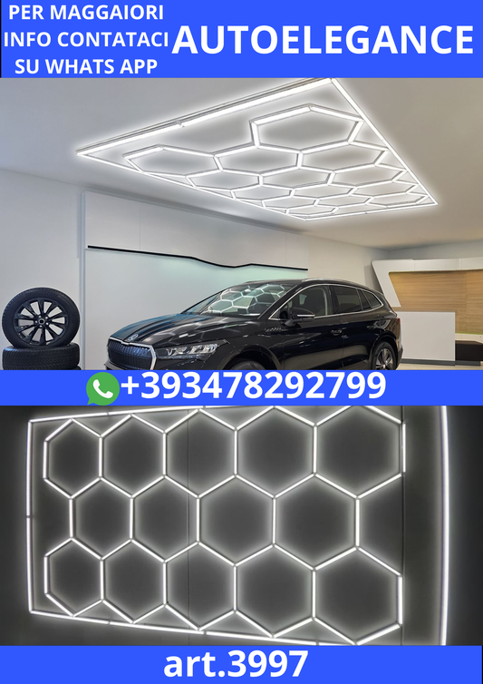 3997 Illuminazione esagonale a LED per garage officina showroom 6500K 4,85x2,44m
