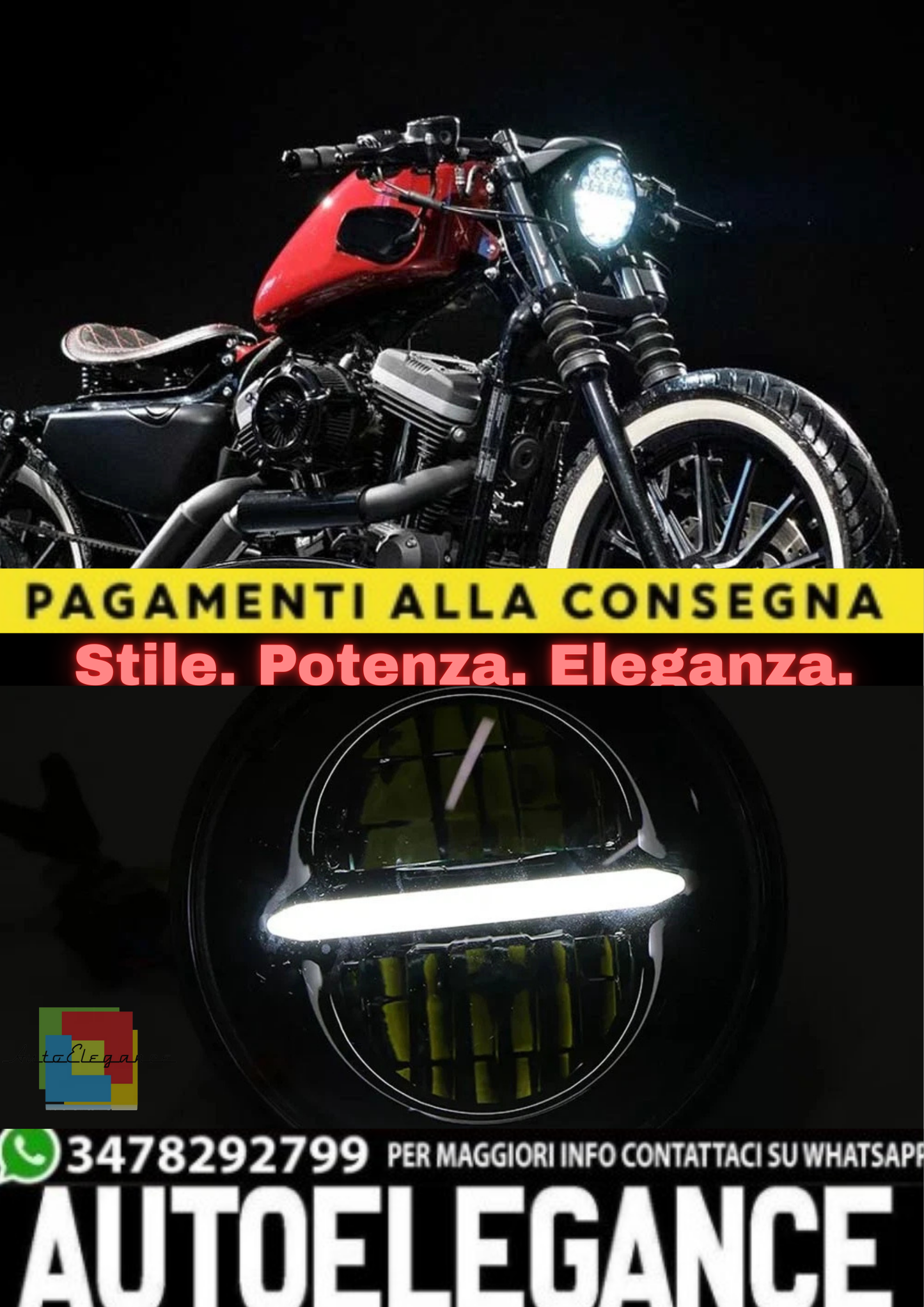 🔥Faro LED E24 + DRL – Harley-Davidson Sportster XL 1200 / 883 Iron🔥