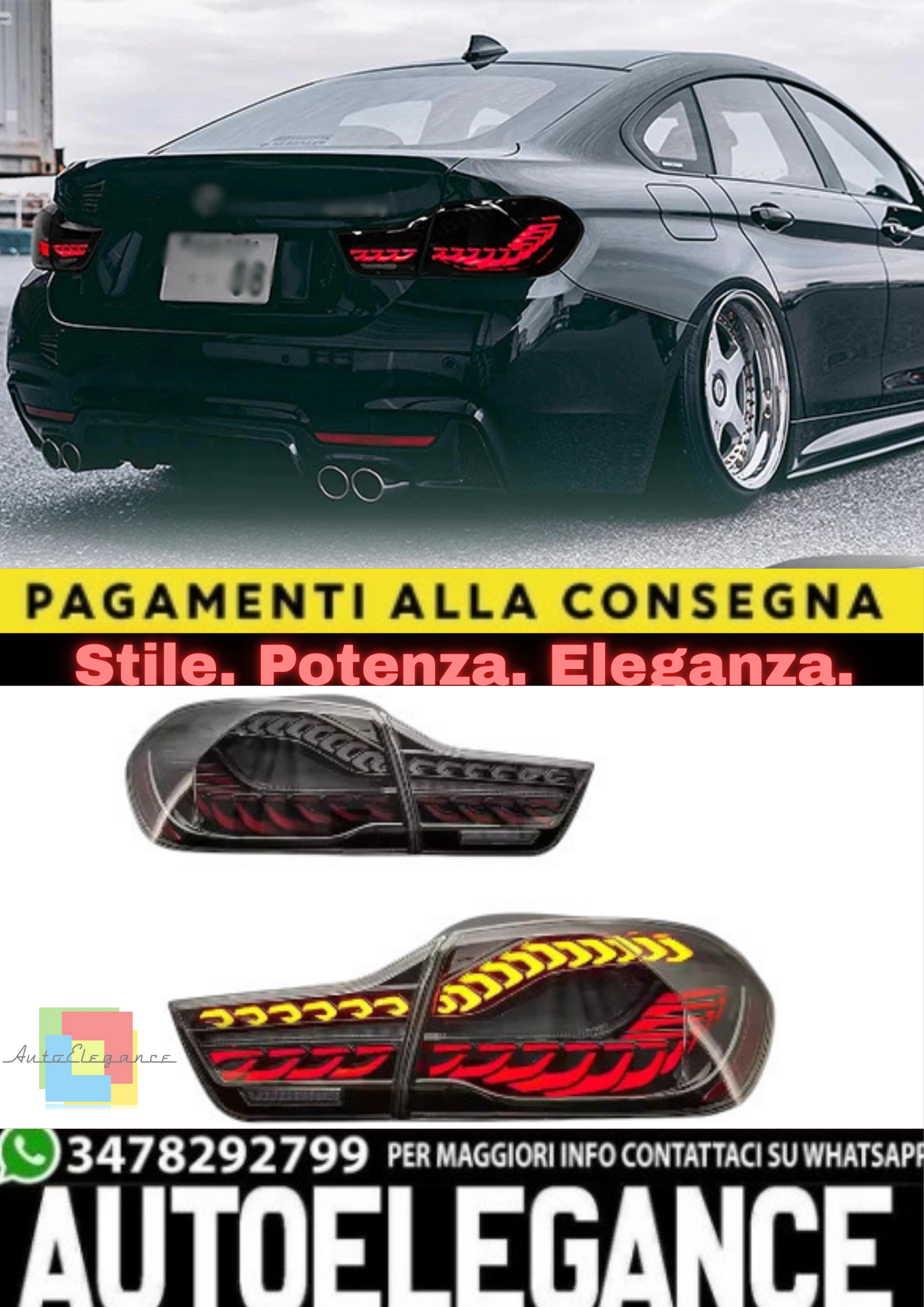 🔥Coppia Fanali Posteriori LED Fumé – BMW Serie 4 & M4 (2014–2020)🔥