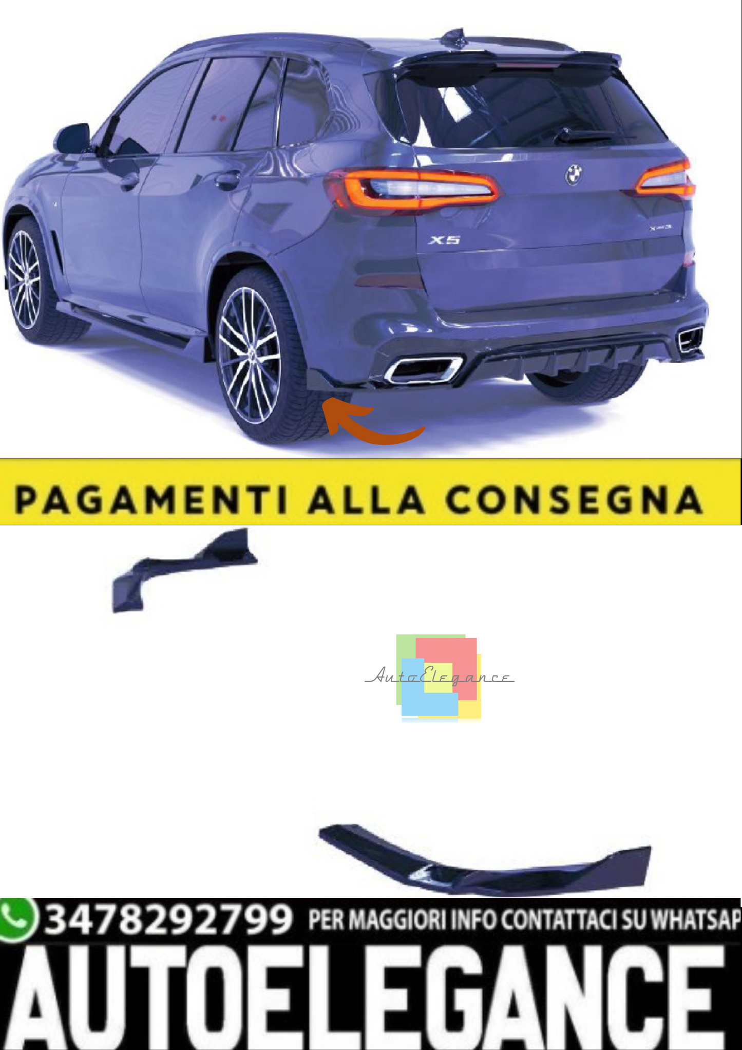 💫Rear Side Splitter (2 pz) per BMW X5 M-Sport G05 (2018–2023)💫