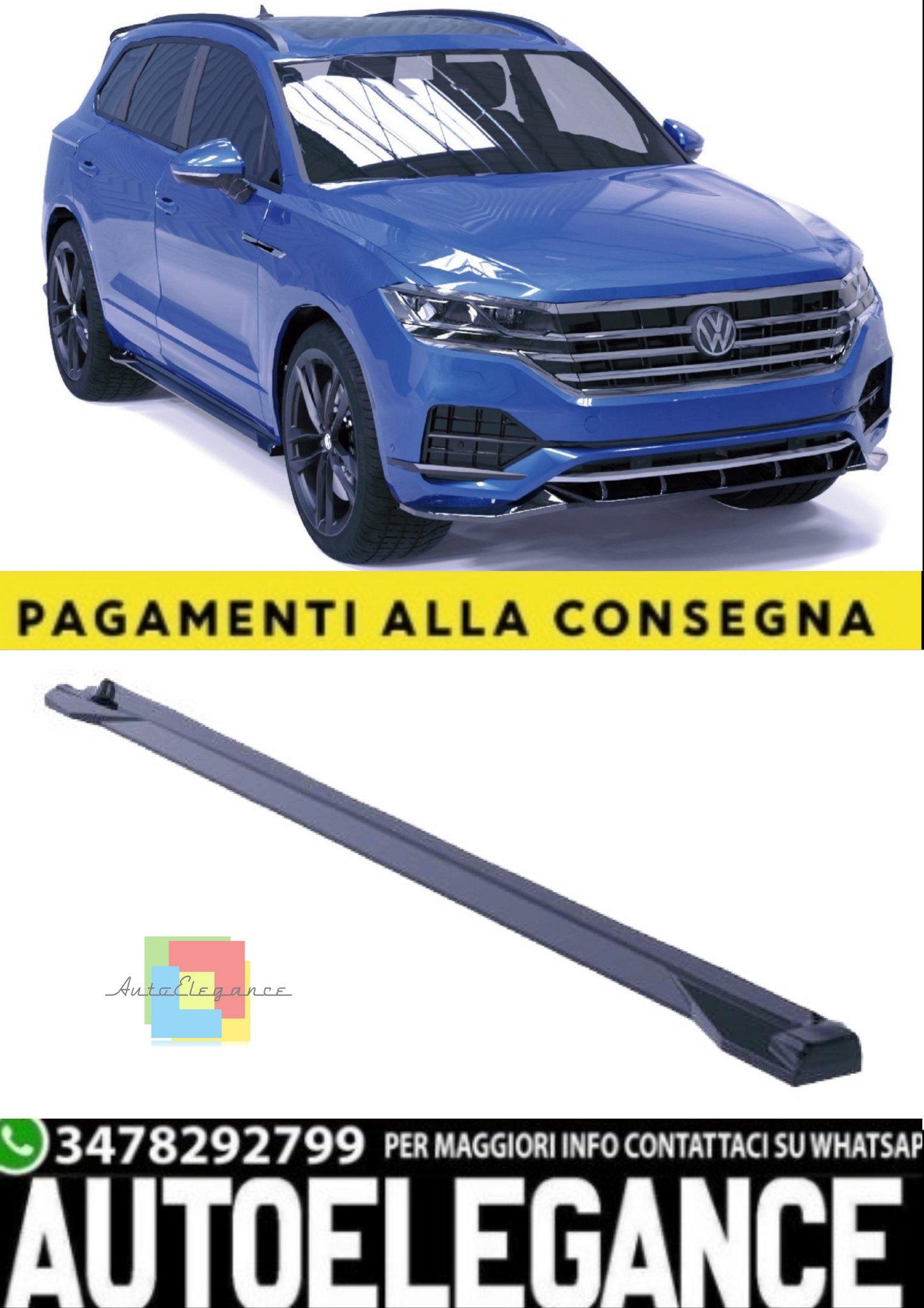 💫Minigonne Laterali (2 pezzi) per VW Touareg Mk3 R-Line (2018–2023) – Nero  💫