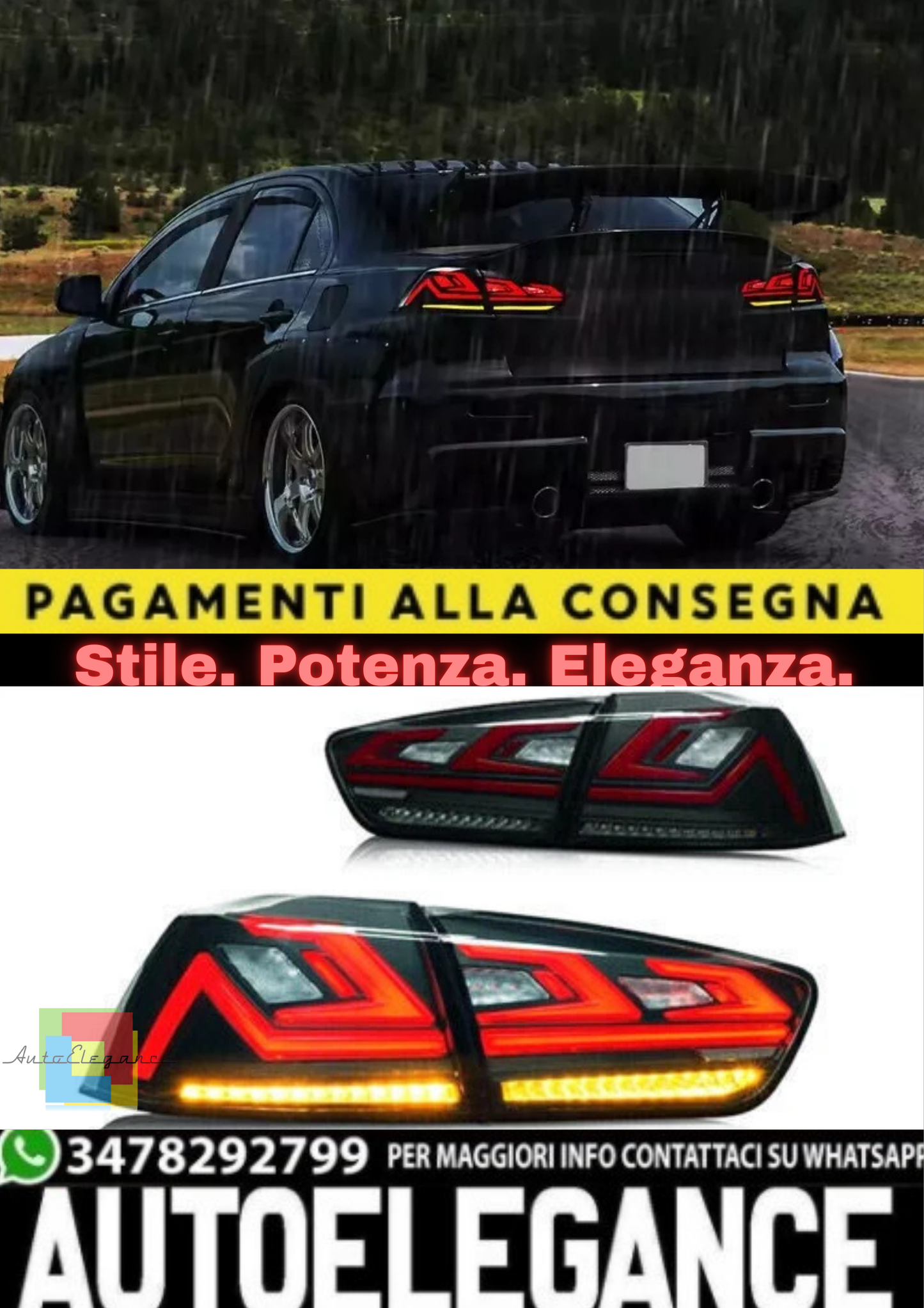🔥Coppia Fanali Posteriori LED – Mitsubishi Lancer EVO X (2008–2021)🔥