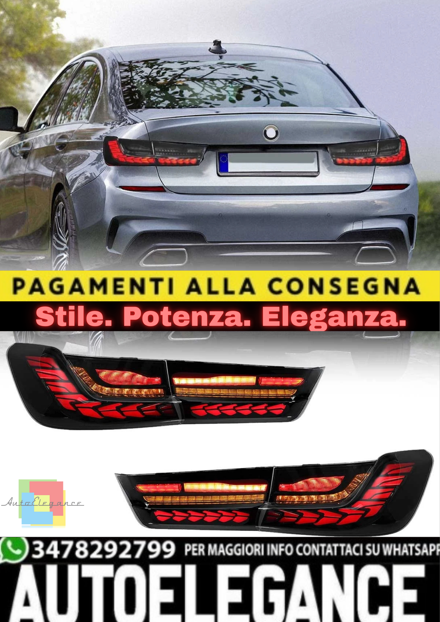 🔥Fanale Posteriore LED con Avvio Animato – BMW Serie 3 G20 / M3 (2019–2022)🔥