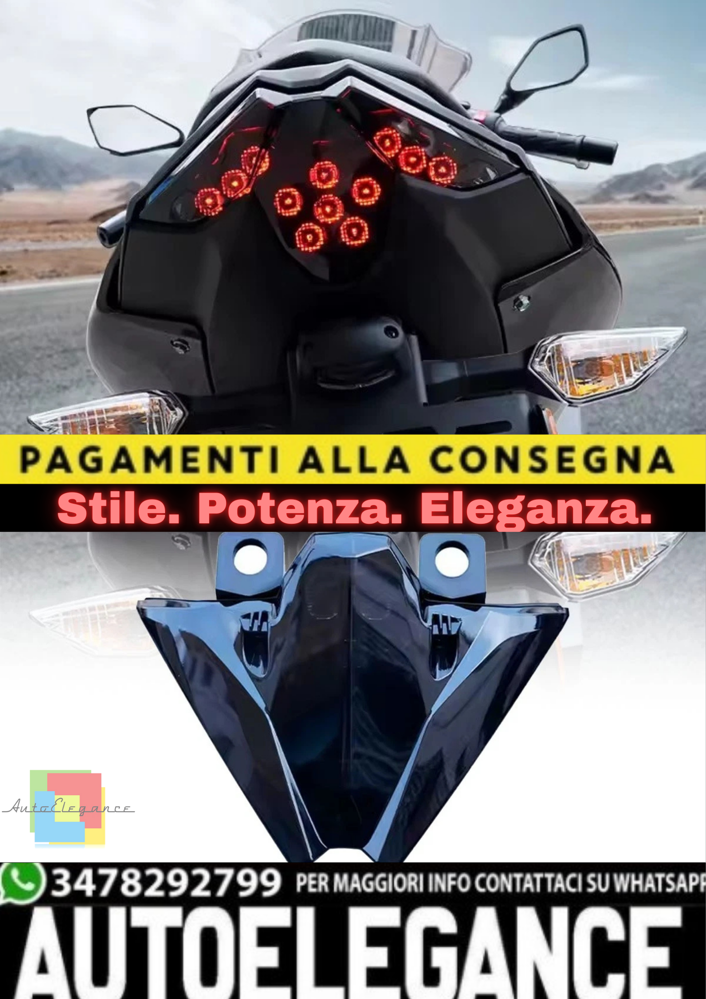🔥Fanale Posteriore LED Fumè – Kawasaki Ninja 500 / Z500 (2024–2025)🔥