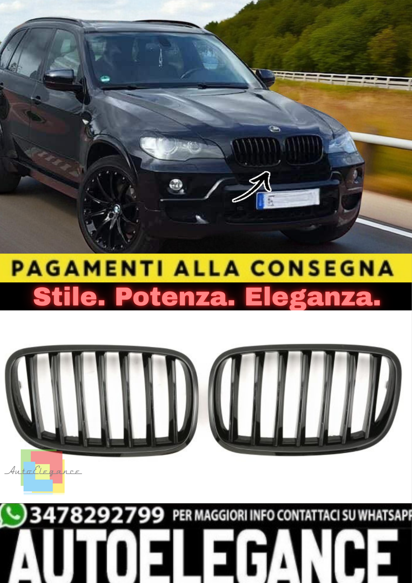 🔥Griglia Sportiva Nero Lucido – BMW X5 E70 / X6 E71🔥