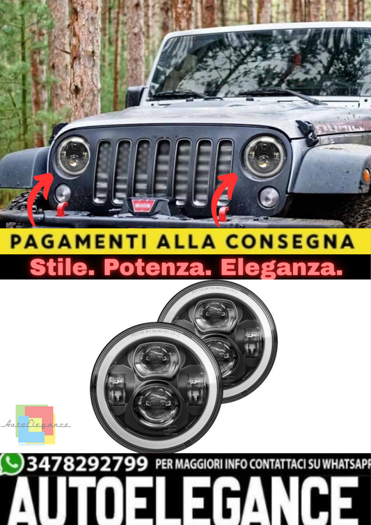 🔥E24 – Coppia Fari LED con Segnale – Jeep Wrangler TJ / LJ / JK🔥