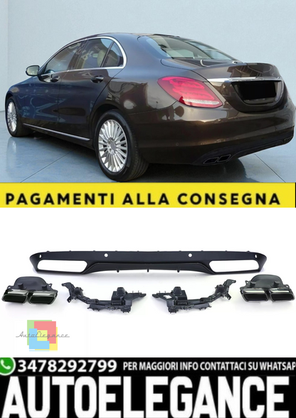 💫Diffusore Posteriore Sport + Terminali di Scarico per Mercedes Classe C W205💫