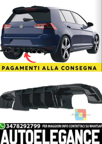 💫Diffusore Posteriore (Rear Valance) per VW Golf Mk7 R (2013–2016) – Nero 💫