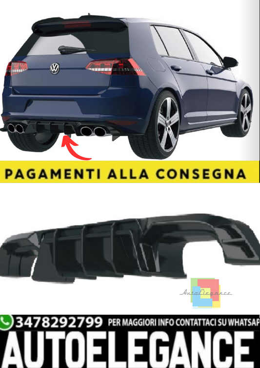 💫Diffusore Posteriore (Rear Valance) per VW Golf Mk7 R (2013–2016) – Nero 💫