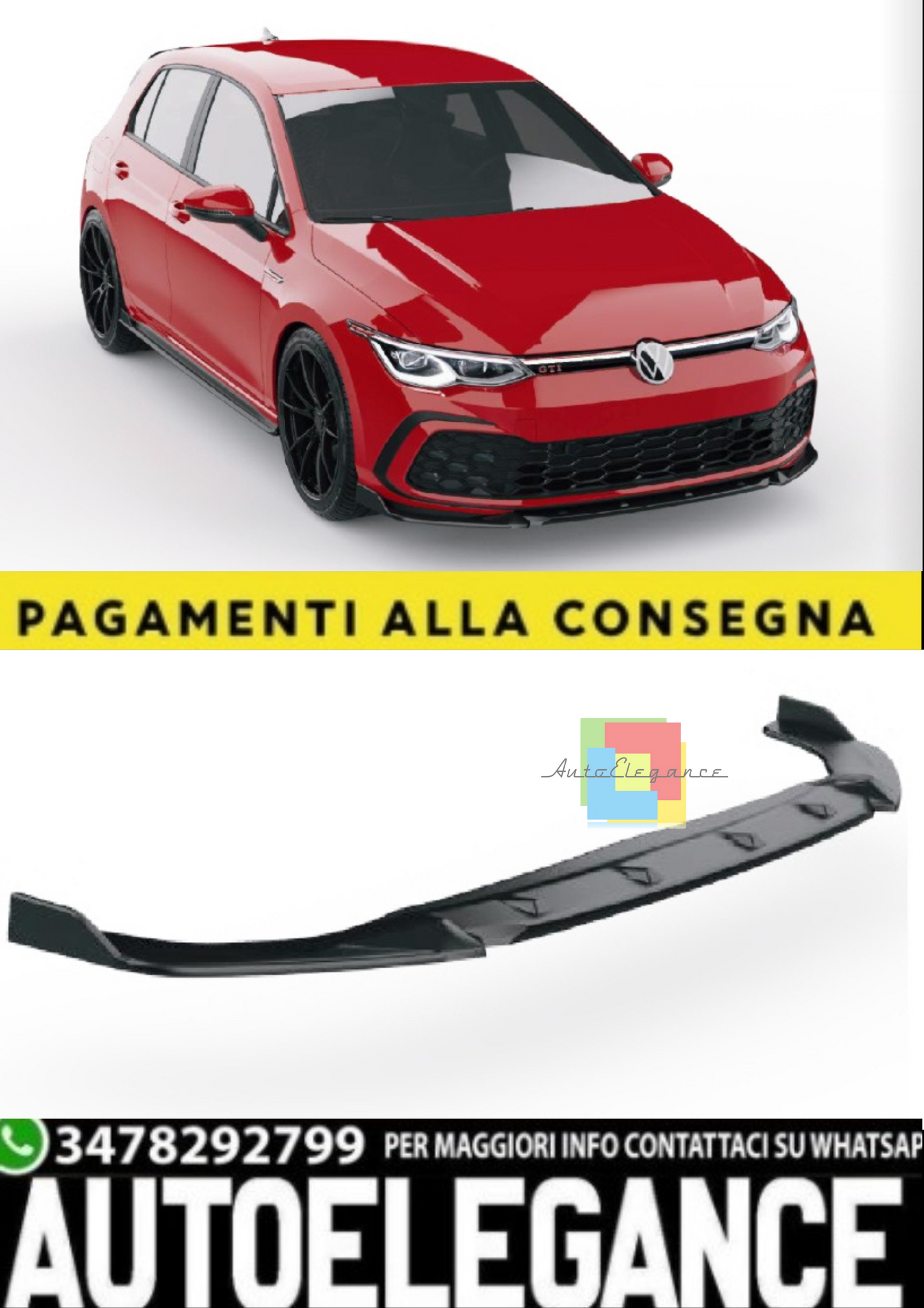 💫Front Splitter per VW Golf Mk8 GTI / GTE / GTD / R-Line (2020–2024)💫