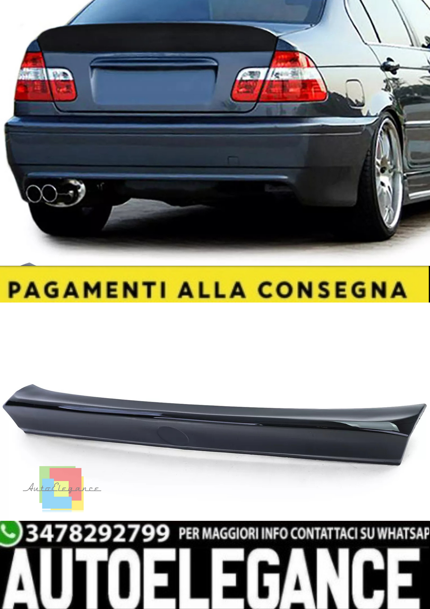 💫 Heckspoiler Ducktail CSL Nero Lucido adatto per BMW Serie 3 E46 Berlina 💫