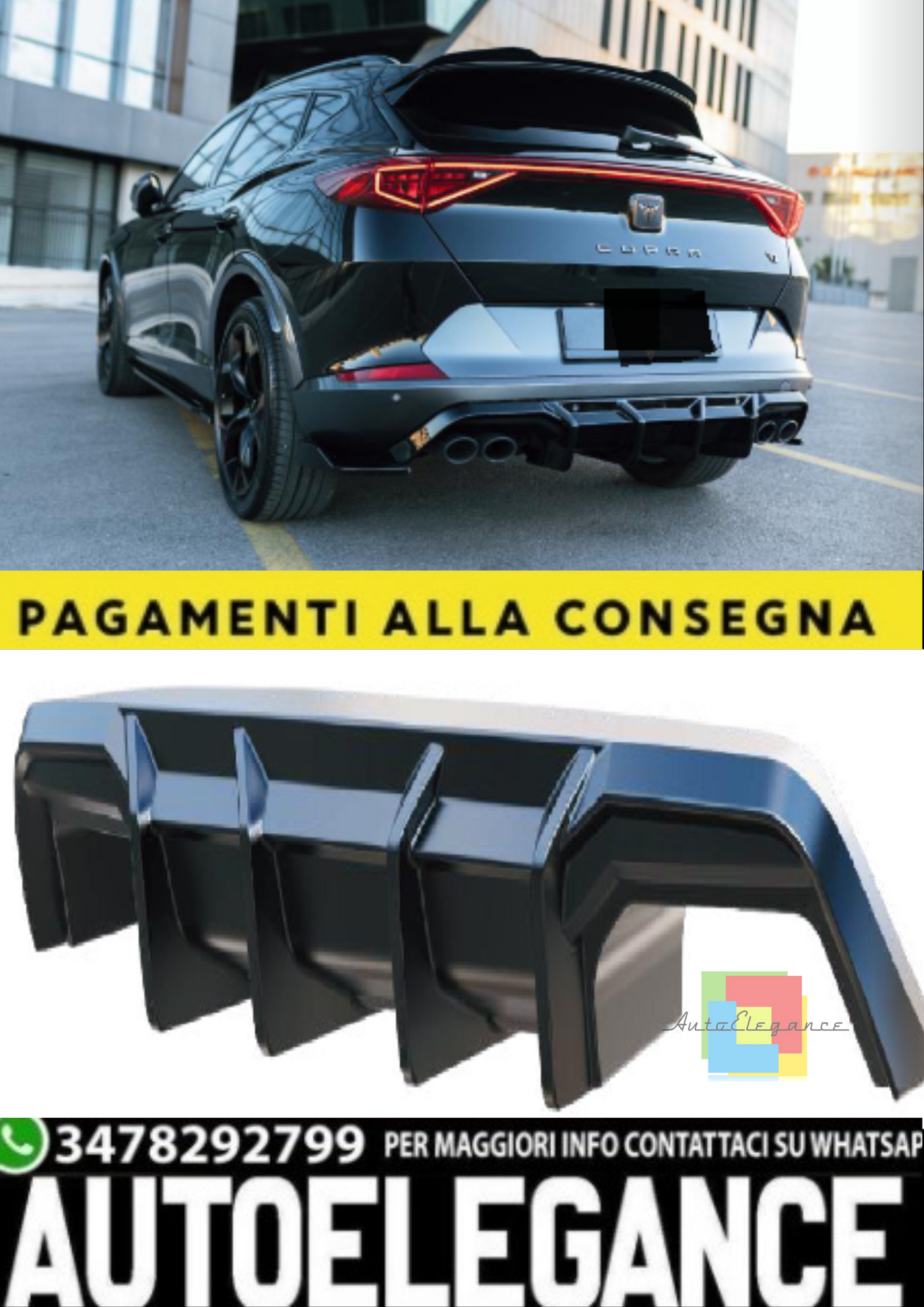 💫Diffusore Posteriore (Rear Valance) per CUPRA Formentor 2020–2024 - NERO💫
