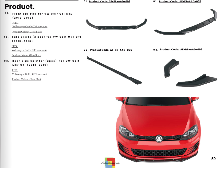 💫Body Kit Completo per Volkswagen Golf GTI Mk7 (2013–2016) – Nero Lucido 💫