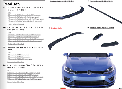 💫Body Kit Completo per VW Golf Mk7.5 R / R-Line (2017–2020) – Nero Lucido 💫