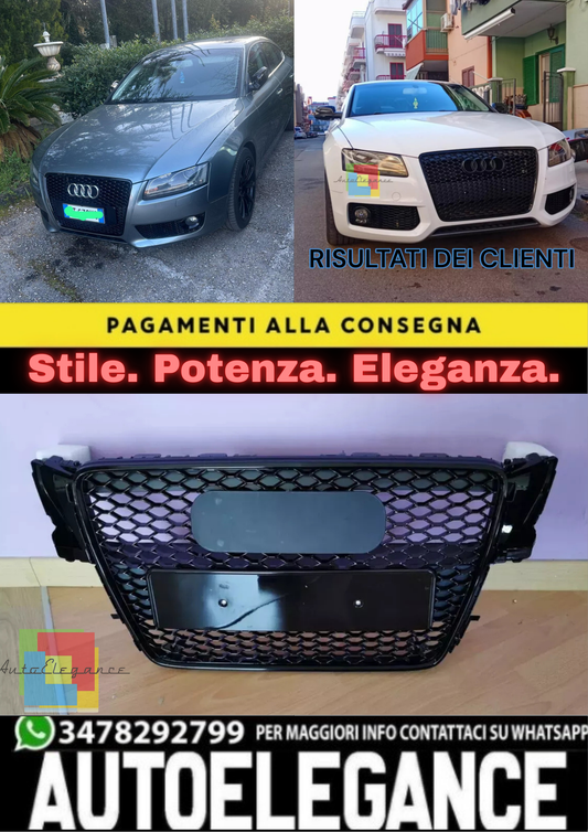 🔥GRIGLIA ADATTA PER AUDI A5 2007-2011 LOOK RS5 NERA DESIGN SPORTIVO🔥