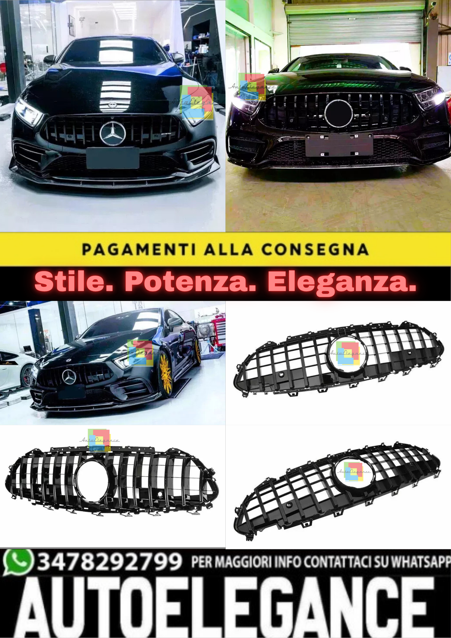 ✨Griglia PANAMERICANA GT nera lucida per Mercedes Classe CLS W257 C257 18+✨