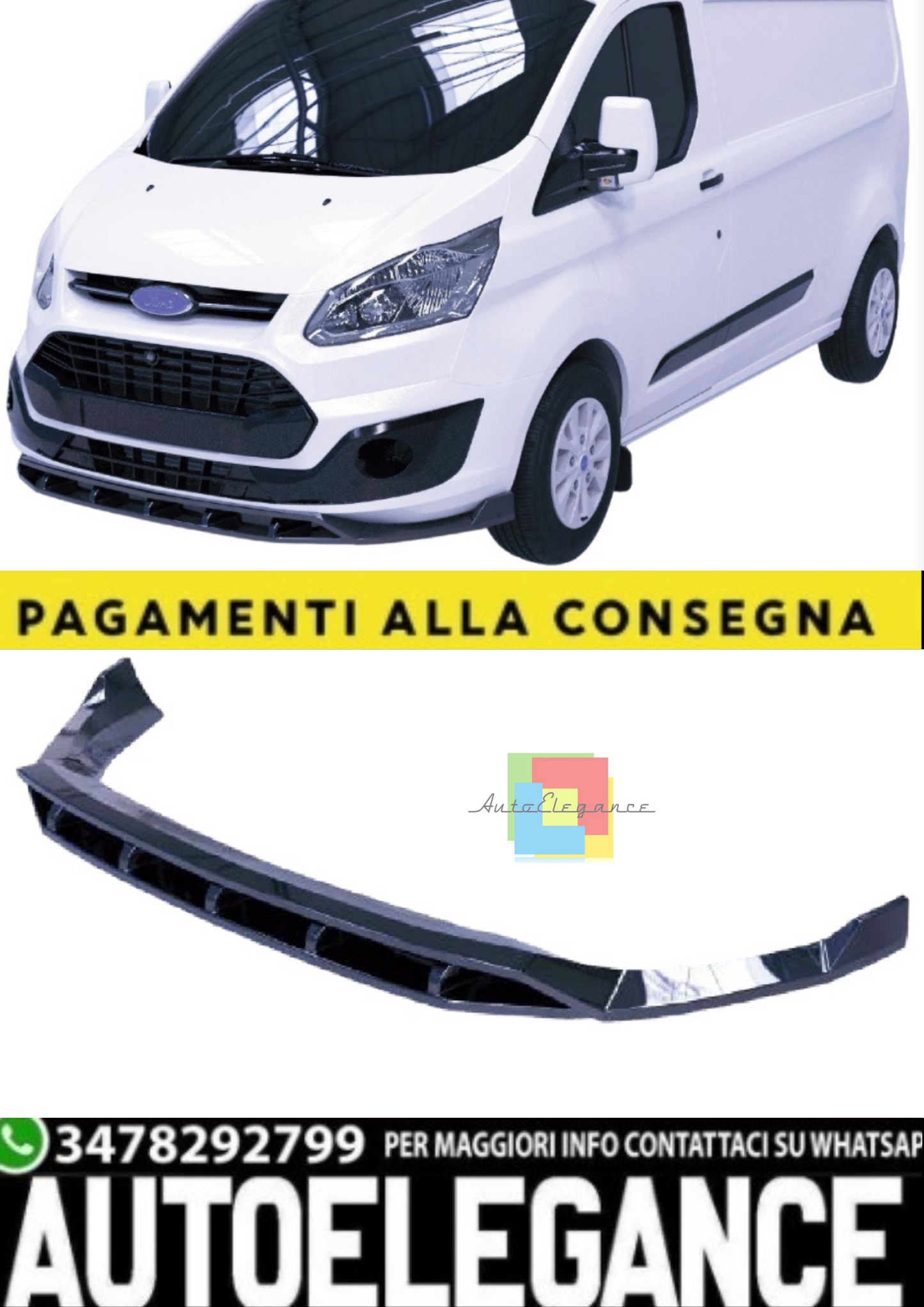 💫Splitter Anteriore (2 Pezzi) per Ford Transit Custom MK1 (2012–2018)💫