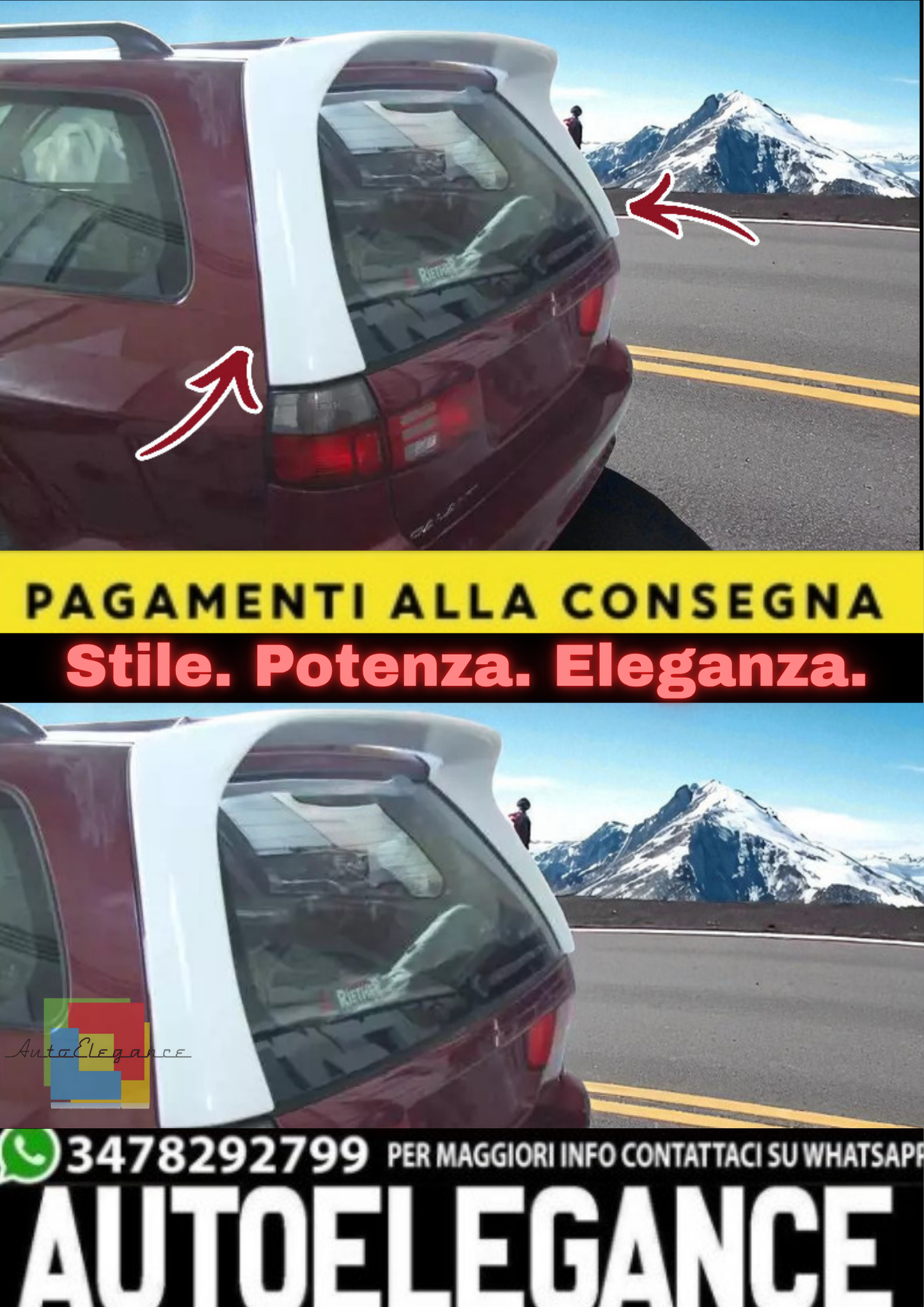 💫 Spoiler Posteriore in ABS per Mitsubishi Galant Station Wagon VR-4 Look💫