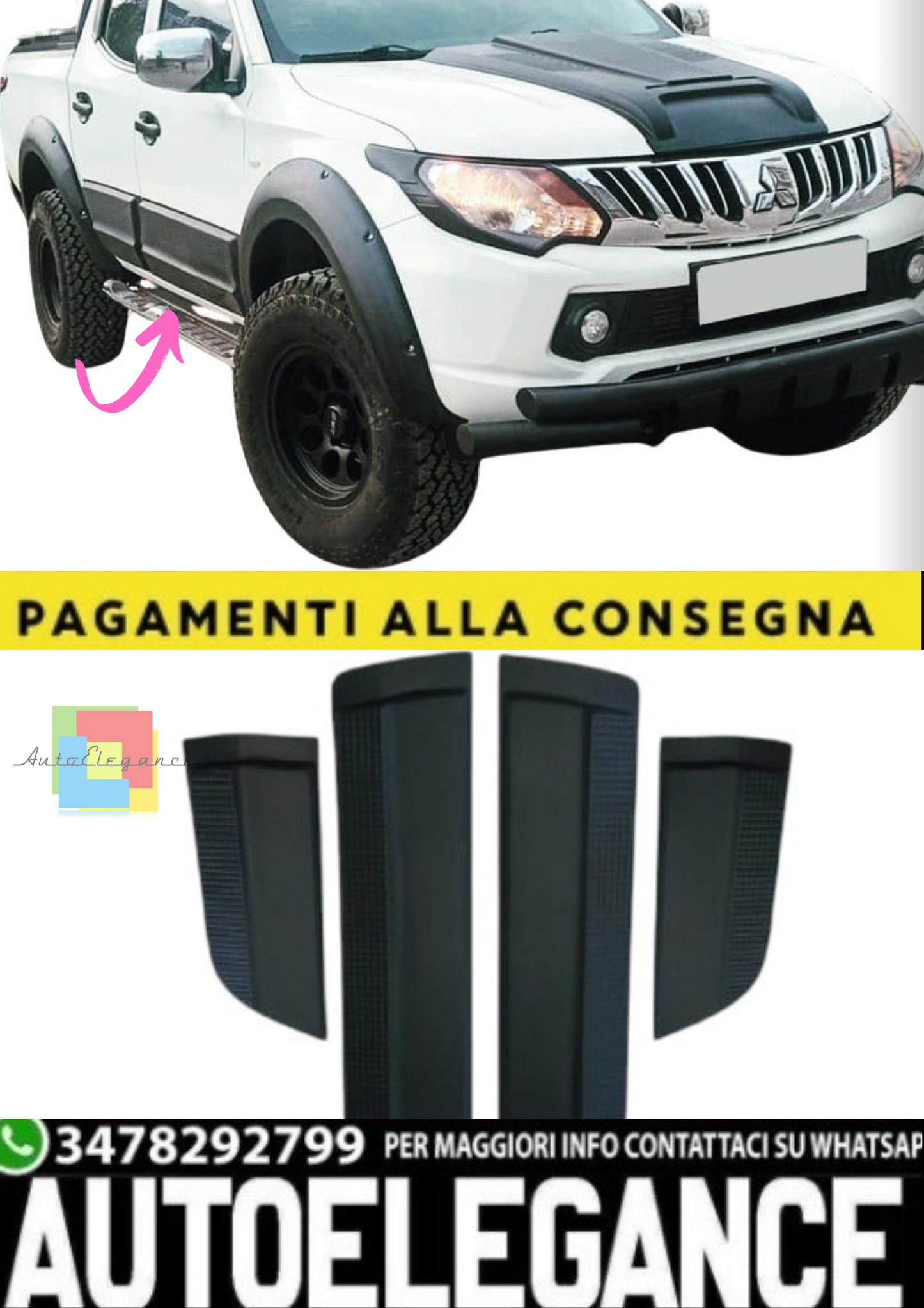 💫Pannelli Carrozzeria 4 Pezzi per Mitsubishi L200 Triton Serie 5 (2015–2018)💫