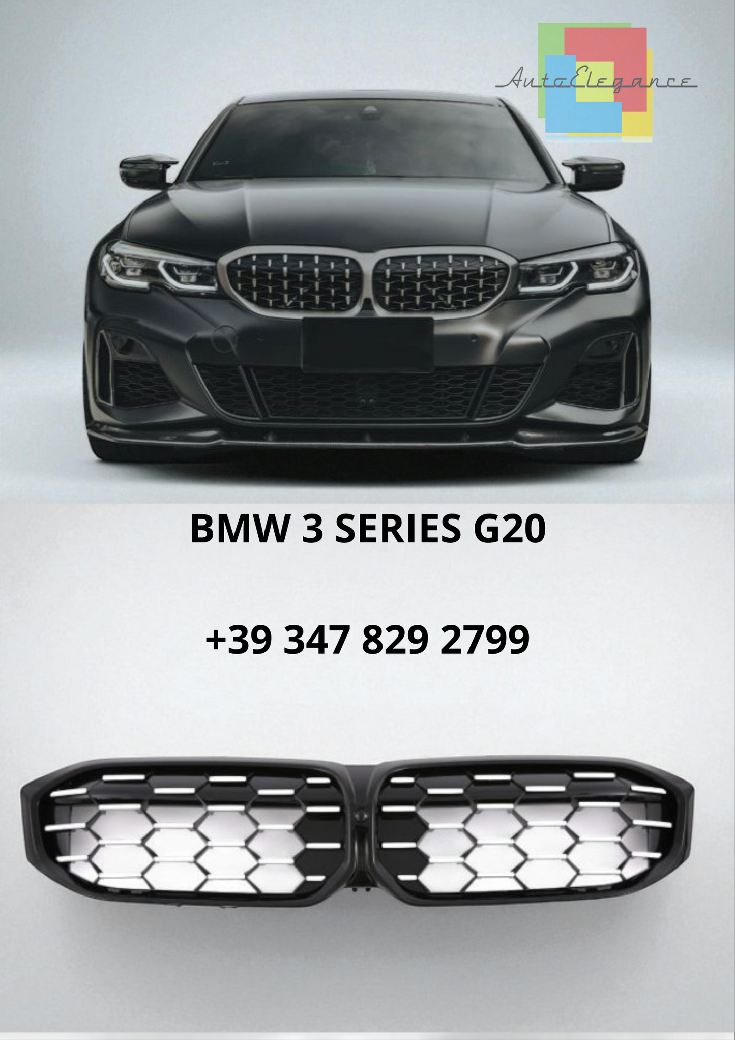 💫Griglia Sportiva – BMW Serie 3 G20/G21 LCI (Doppia Barra Cromo + Nero)💫