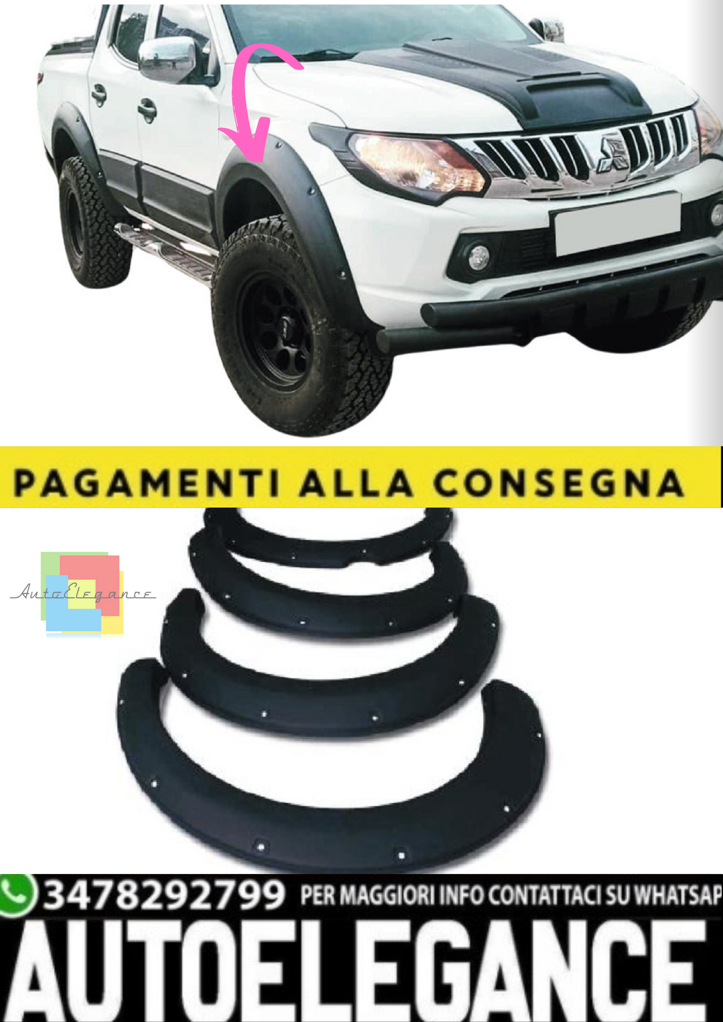 💫 Parafanghi Allargati (4 Pezzi) per Mitsubishi L200 Triton Series 5 (2020)💫