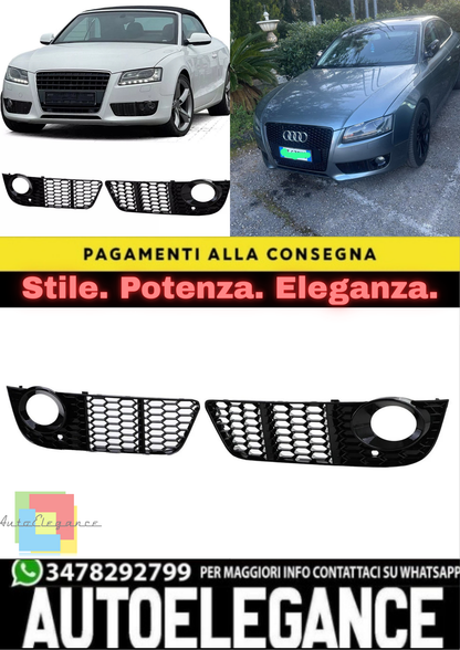 💎GRIGLIA FENDINEBBIA ADATTA PER AUDI A5 2007-2011 LOOK RS NERO LUCIDO💎