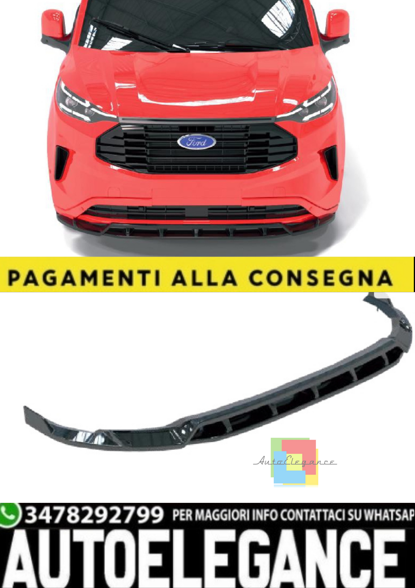 💫Front Splitter per Ford Transit Custom Mk2 (2023+) in 2 Pezzi 💫