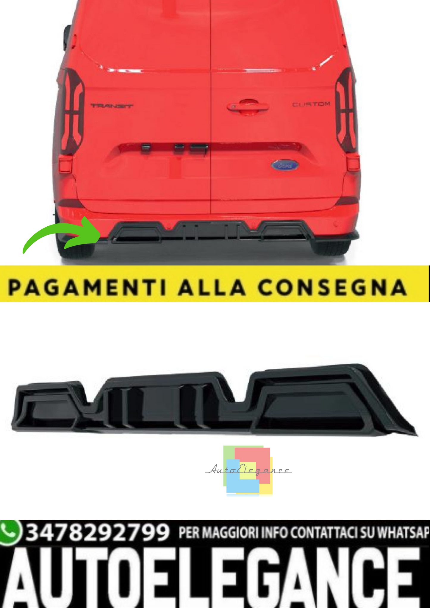 💫Diffusore Posteriore per Ford Transit Custom Mk2 (2023+)💫