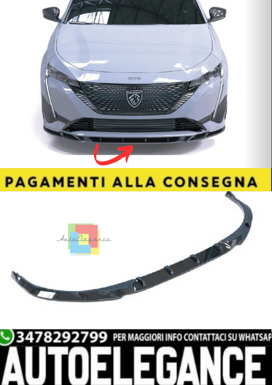 💫Splitter Anteriore per Peugeot 308 GT Mk3 Hatchback & SW (2021–) – Nero 💫