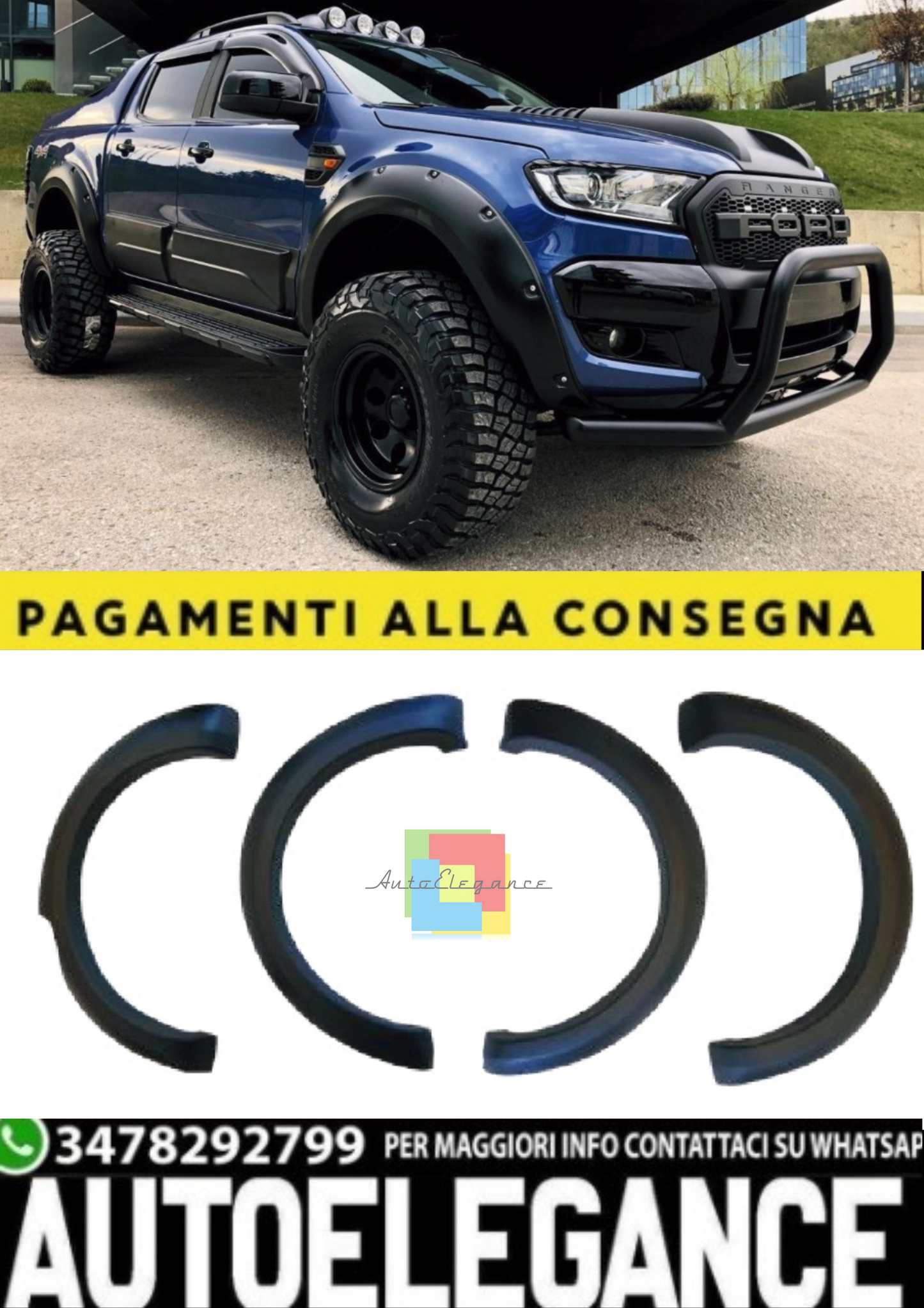 💫Parafanghi Allargati (4 Pezzi) per Ford Ranger T6 (2012–2015) / T7 💫