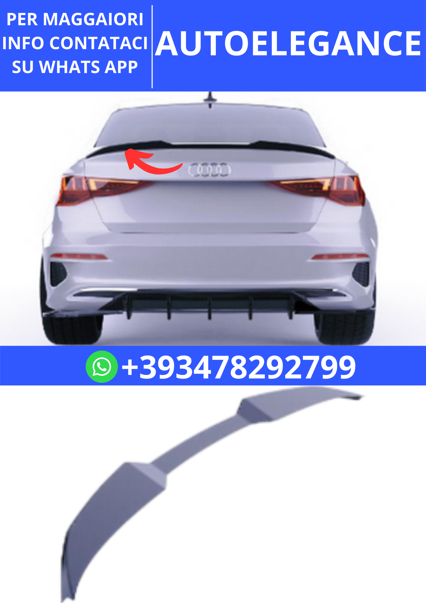 💫ART.2328  SPOILER AUDI A3 8Y SEDAN SPORTBACK PRE FACELIFT 2020-2024 💫