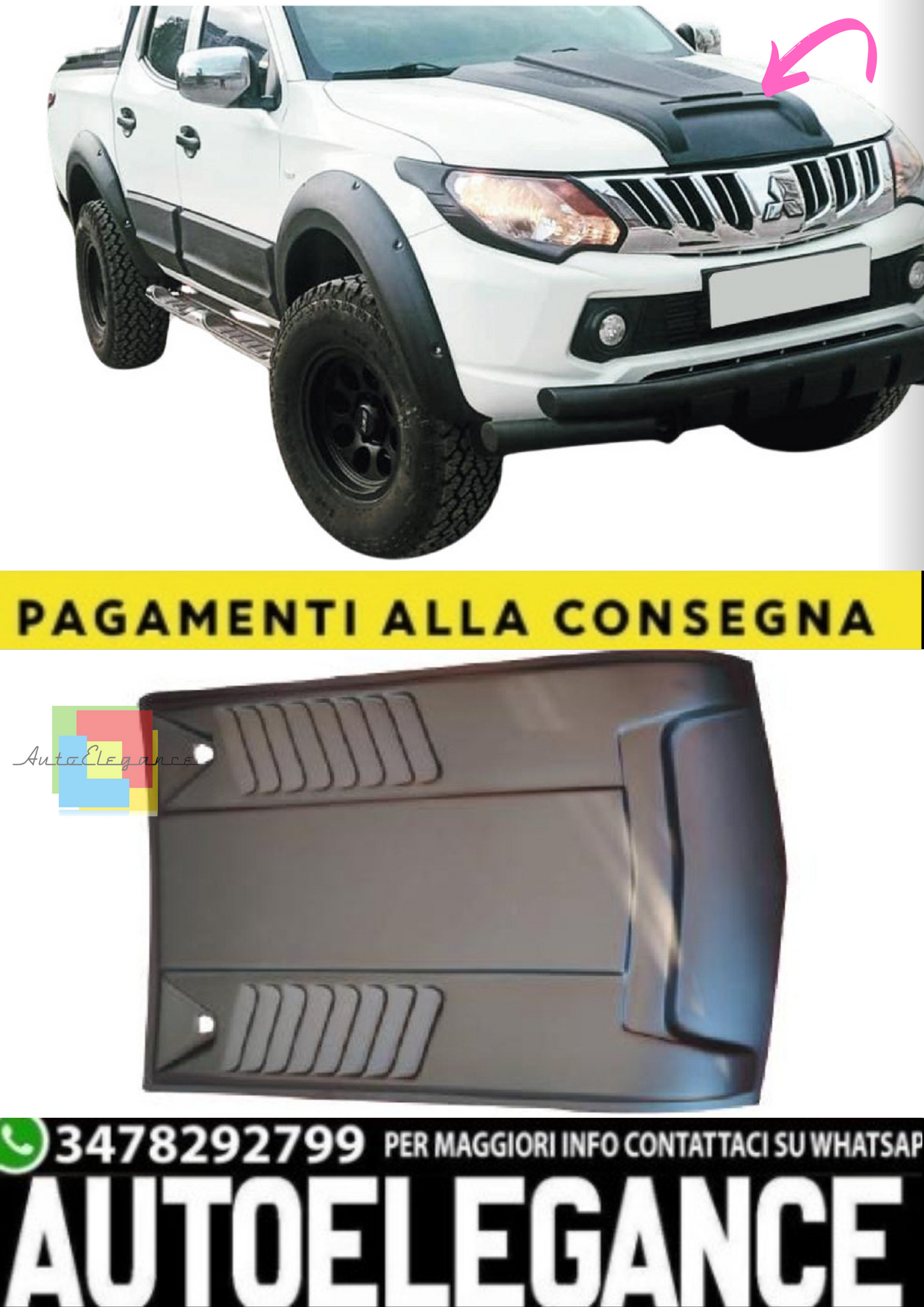 💫 Presa Cofano per Mitsubishi L200 Triton Serie 4 (2010–2014)💫