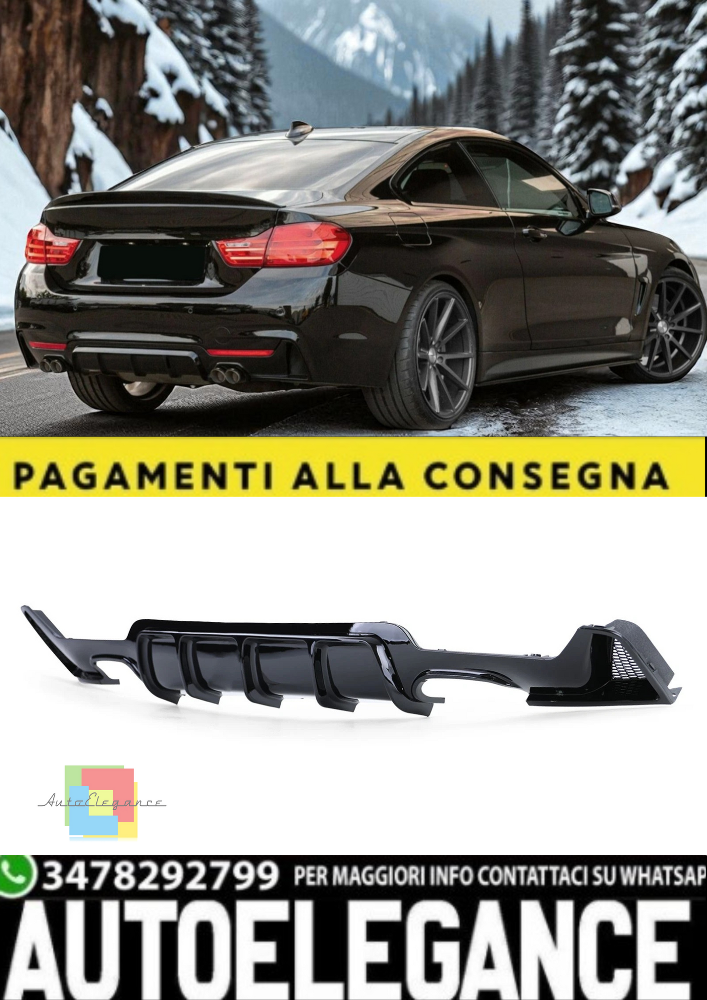 💫Diffusore Posteriore Doppio Scarico Destra + Sinistra per BMW Serie 4 F32 💫