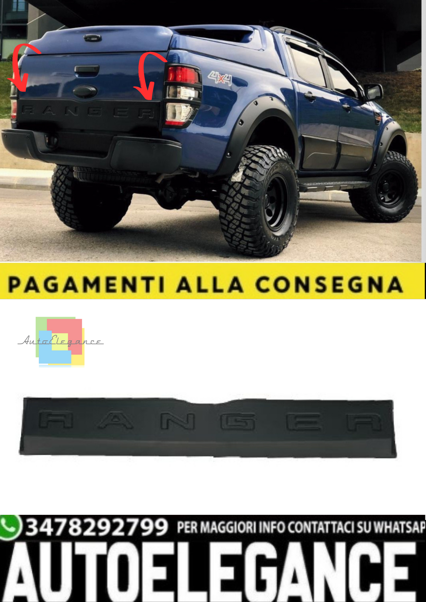 💫Copertura Mezza Portellone per Ford Ranger T6 (2012–2015), T7 (2015–2019) 💫