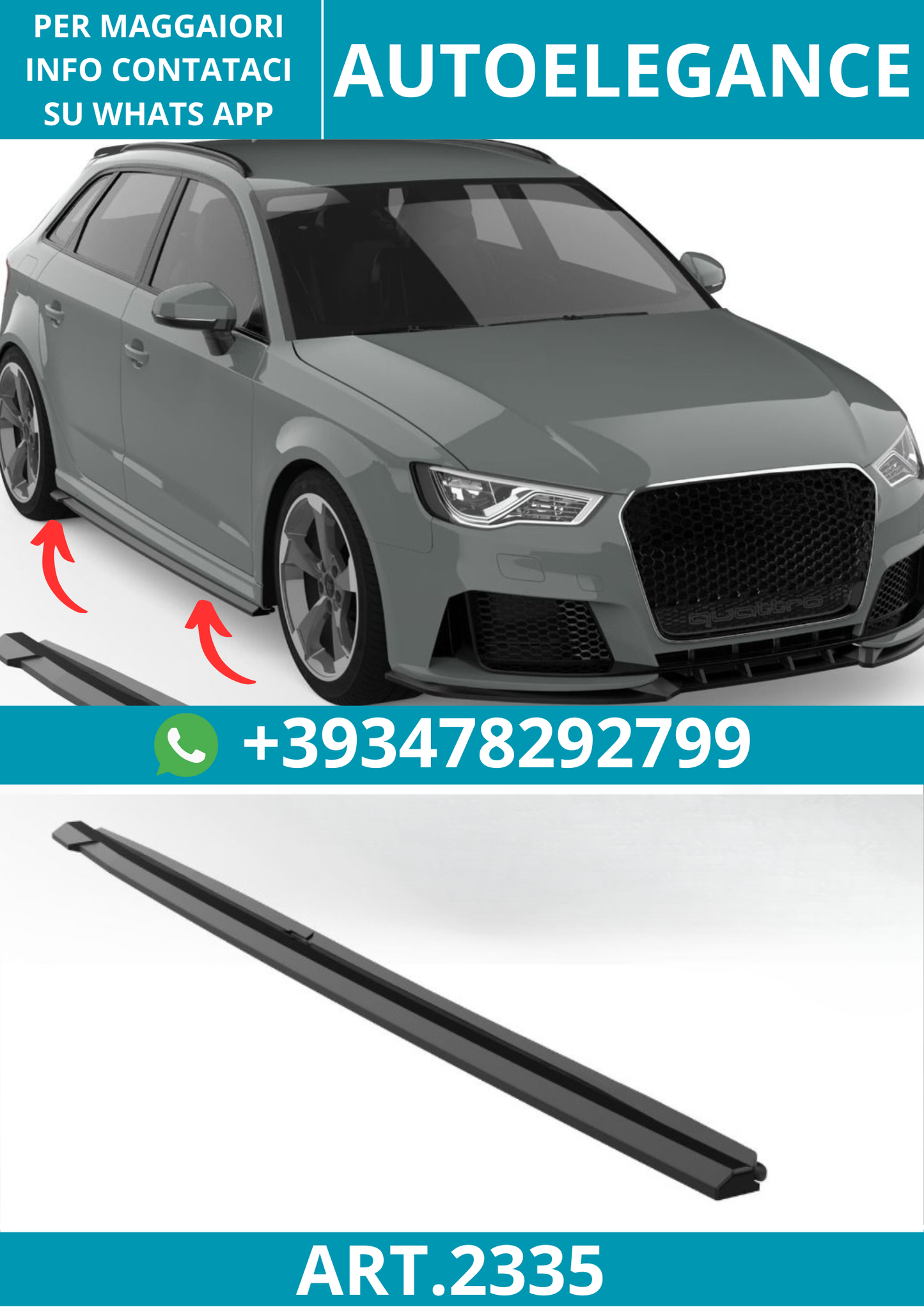 2335 ⭐SottoMinigonne adatte per Audi Q5 S-Line SUV Sportback Mk2 Facelift 20–24⭐