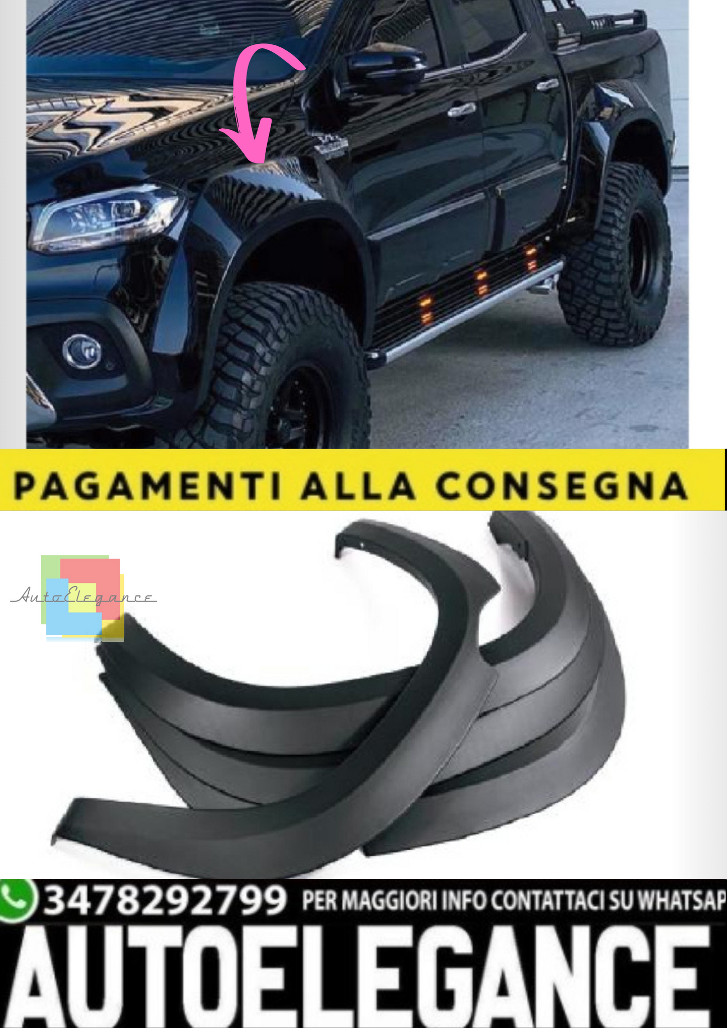 💫Parafanghi Allargati Jumbo (4 Pezzi) per Mercedes X-Class W470 (2017+)💫