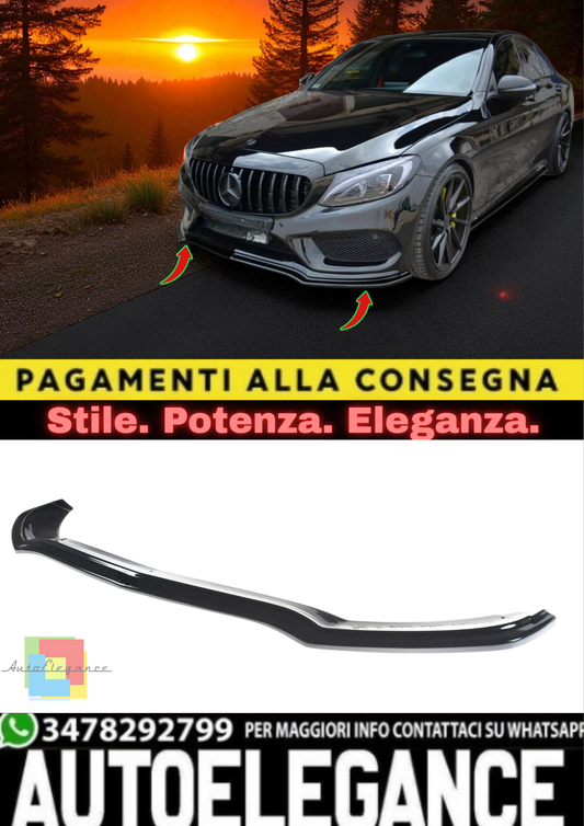🔥Sdoppiatore Anteriore V1 in ABS Nero Lucido per Mercedes C43 AMG W205 Berlina🔥
