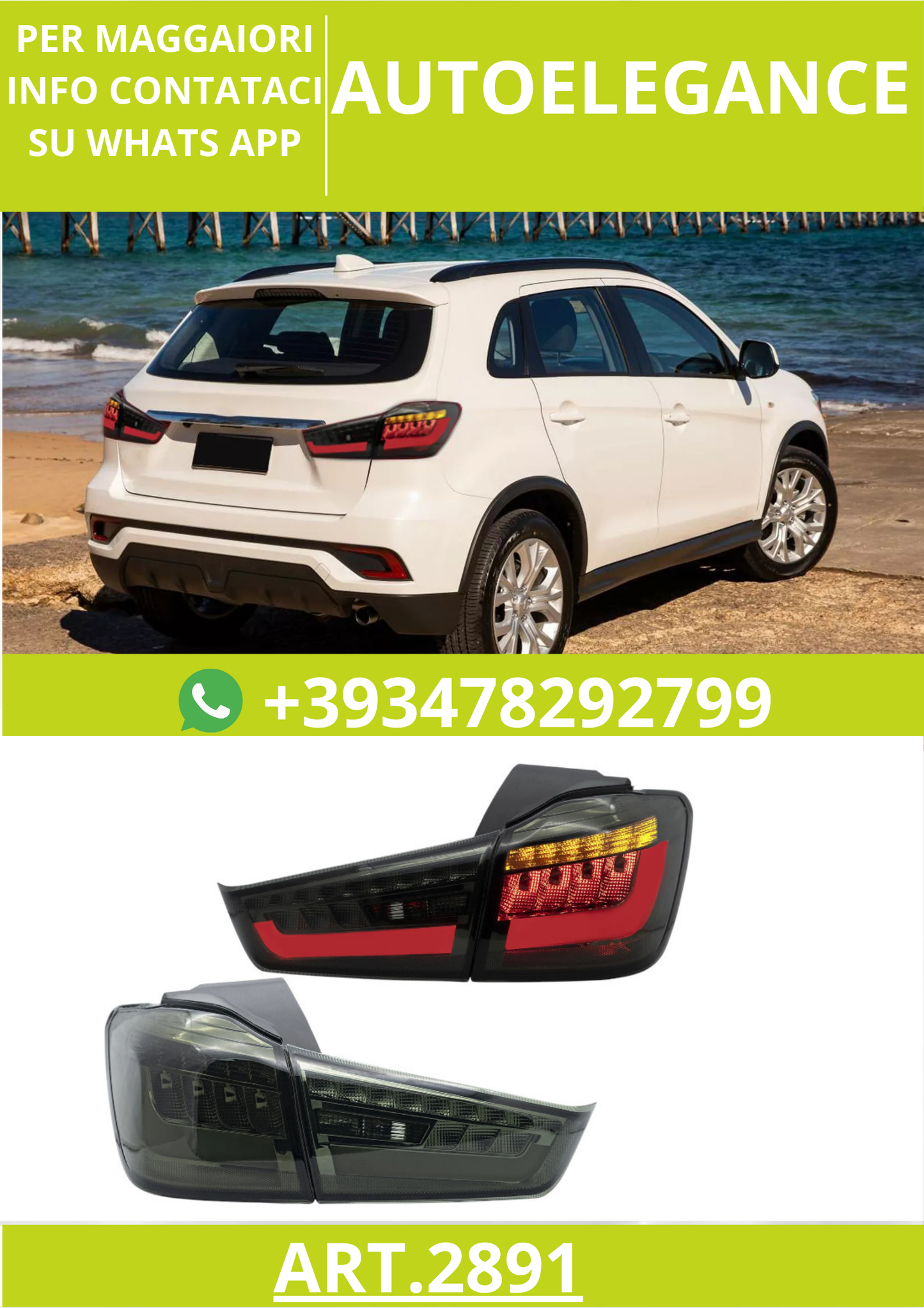 ⭐ART.2891 Fanali Posteriori a LED Fumé – Mitsubishi Outlander Sport / RVR / ASX⭐