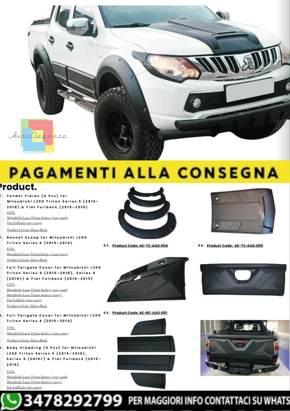 Bodykit per Mitsubishi L200 Triton Series 4/5/6 (2010–2024) & Fiat Fullback (2015–2019)