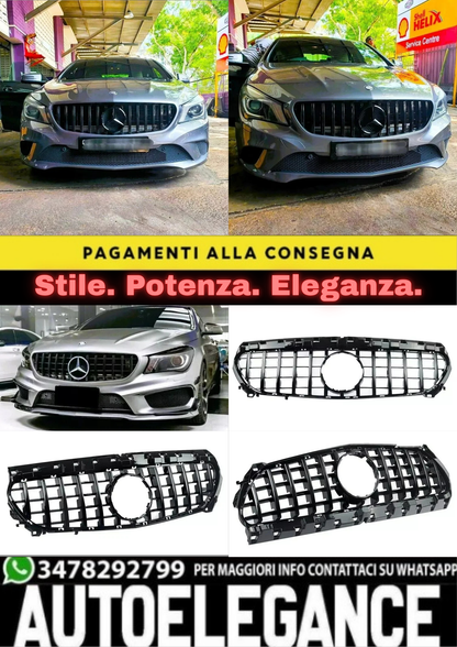 ✨Griglia nera lucida PANAMERICANA GT GTR per Mercedes Classe CLA W117 13-19✨