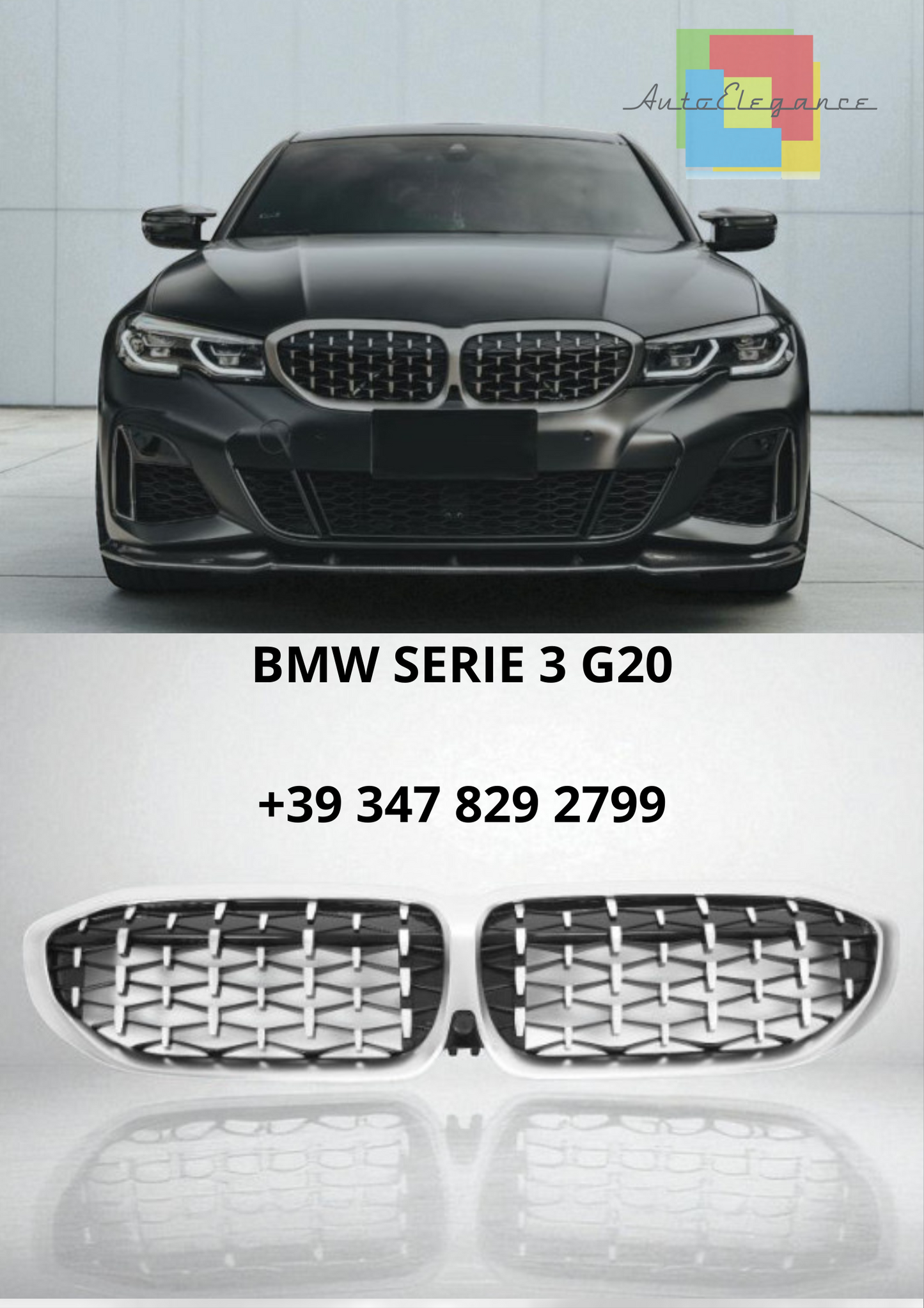 🔥Griglia Radiatore Diamond Cromata per BMW Serie 3 G20/G21 Pre-LCI🔥