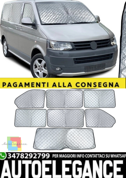 💫Set Parasole Oscuranti (8 Pezzi) per VW Bus Transporter T5 / T6 (2003–2019)💫