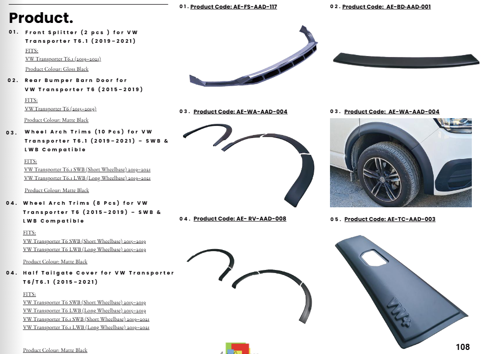 💫 BODYKIT Completo per VW Transporter T6 / T6.1 (2015–2021) – Look Sportivo💫