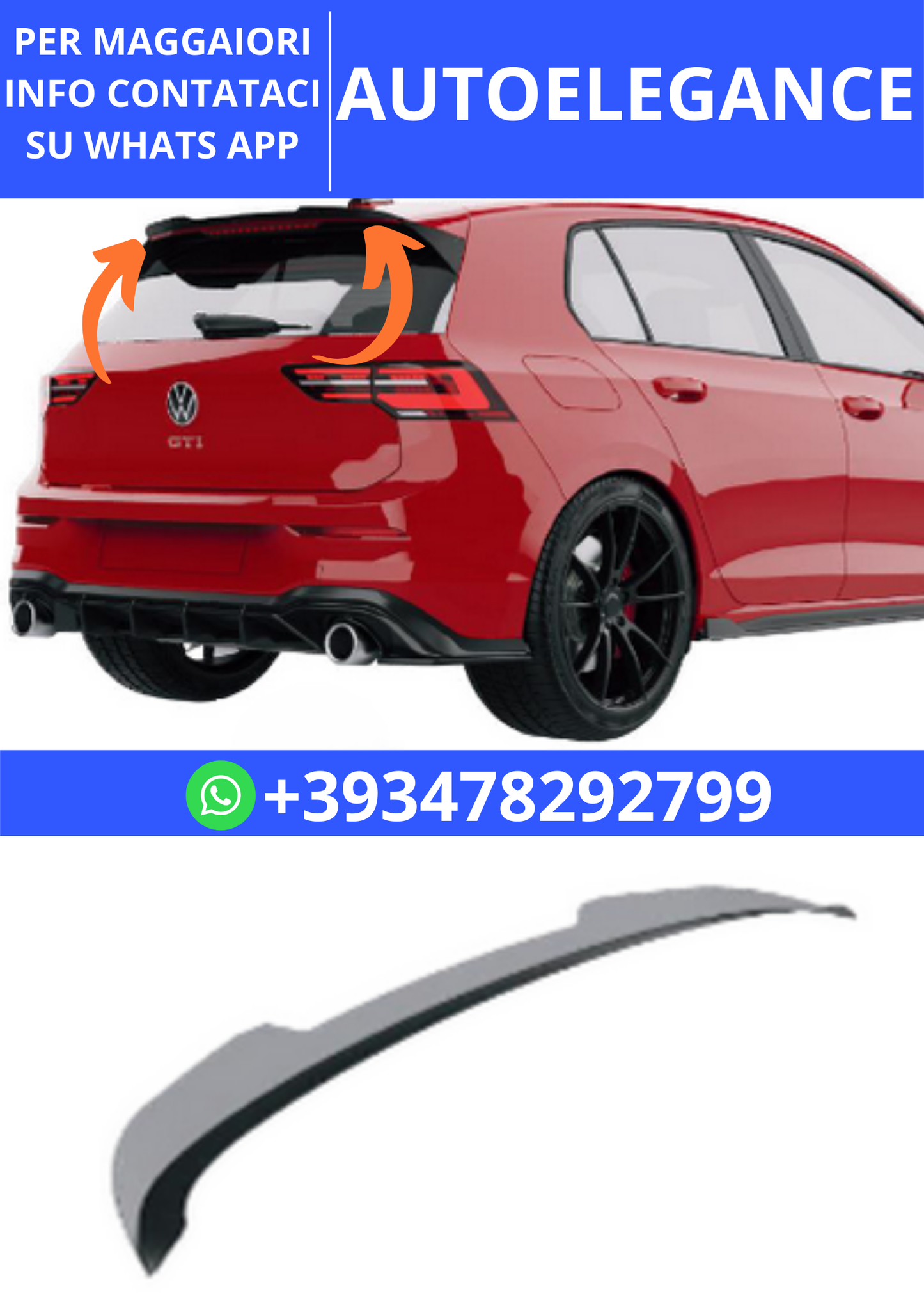 💫ART.2416 SPOILER VOLKSWAGEN GOLF MK8 GTI 2020-2024💫