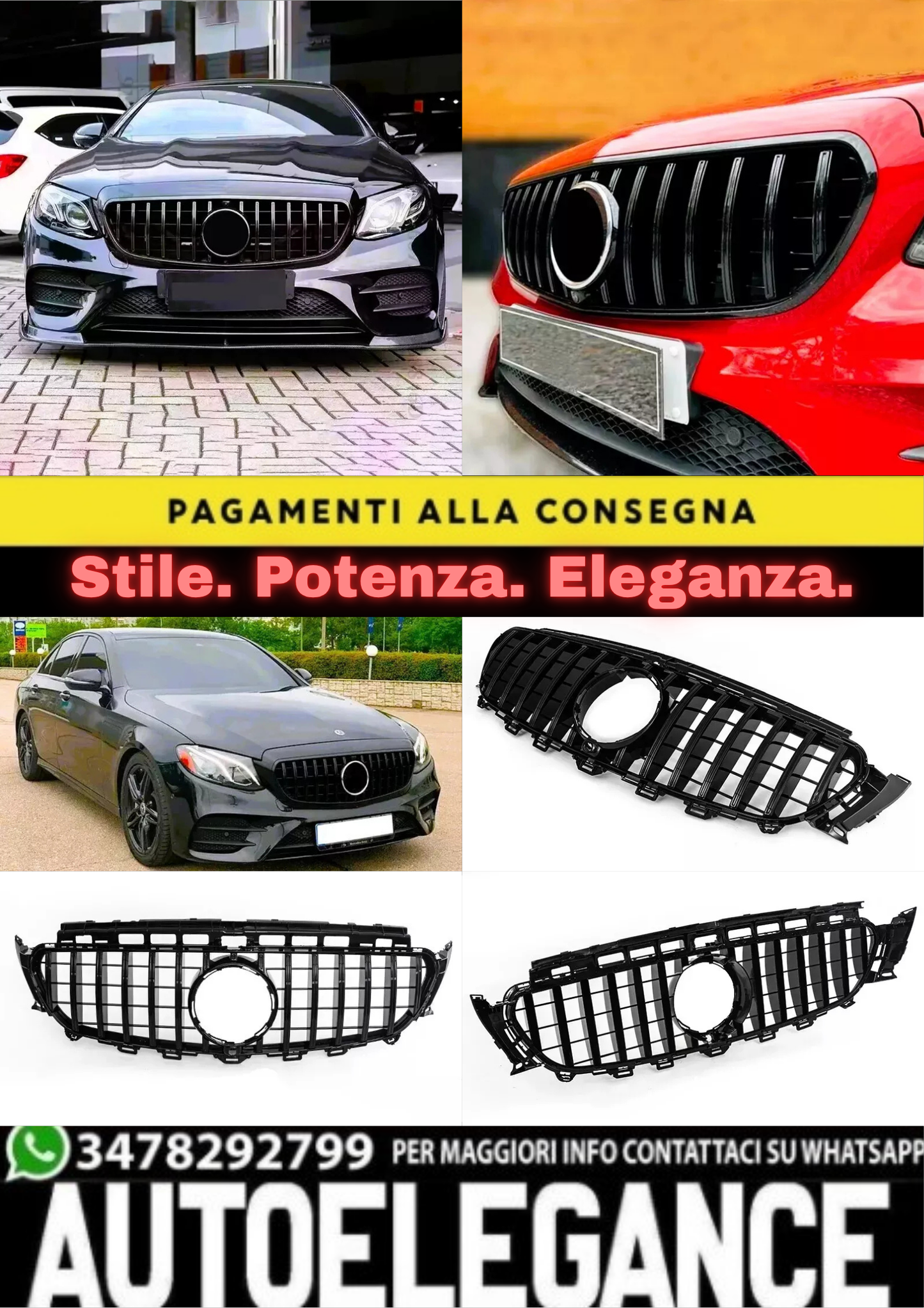 ✨Griglia PANAMERICANA GT nera lucida per Mercedes Classe E W213 C238 16-19✨